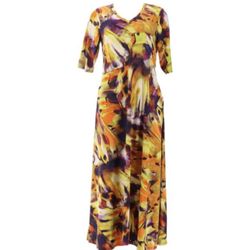 Attitudes Renee Jersey Illusion Waist Maxi Dress Heavenly Hues Orange and yellow maxi dress  size large used 