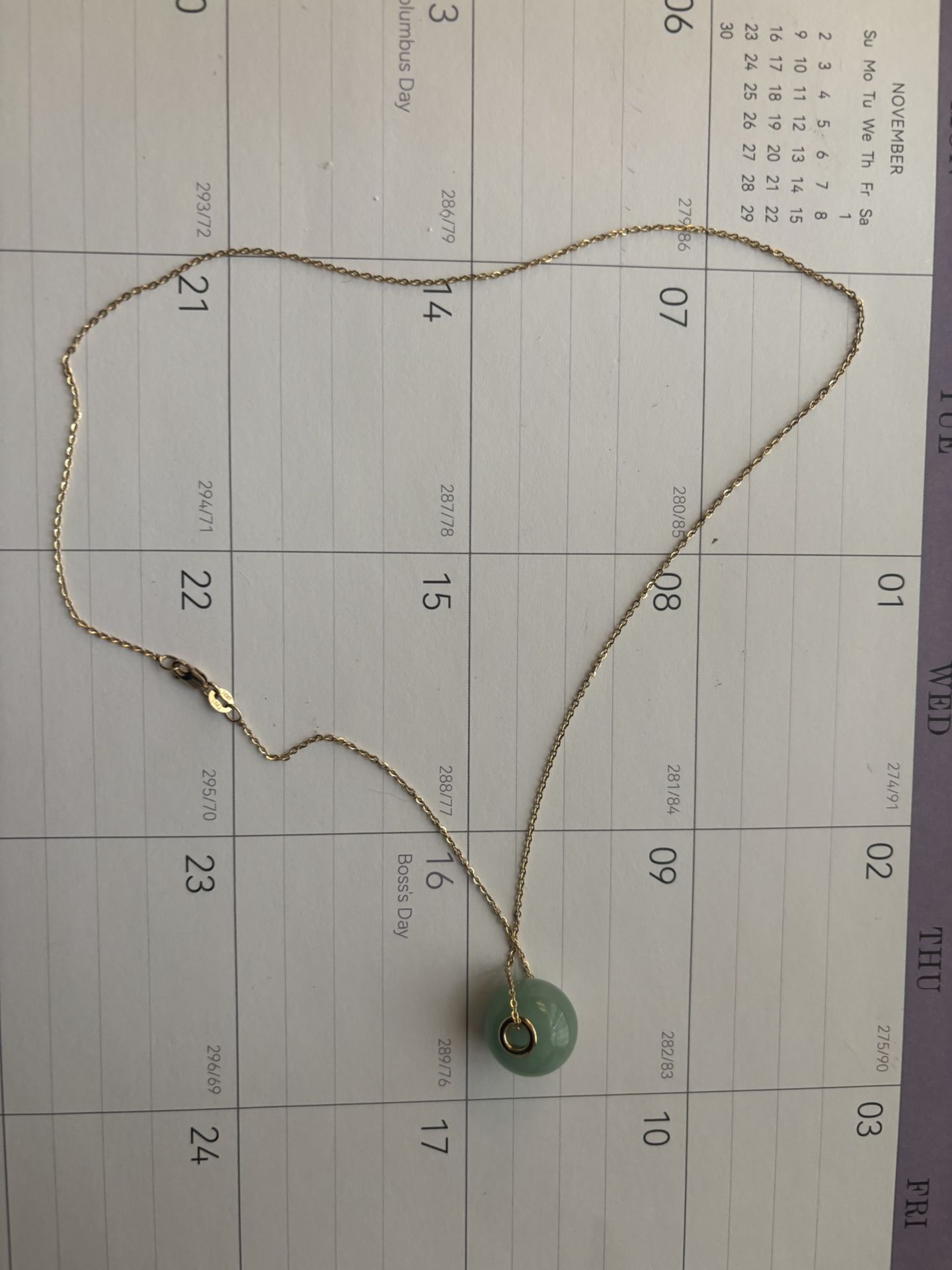 14k Chain And Jade Gold Pendant