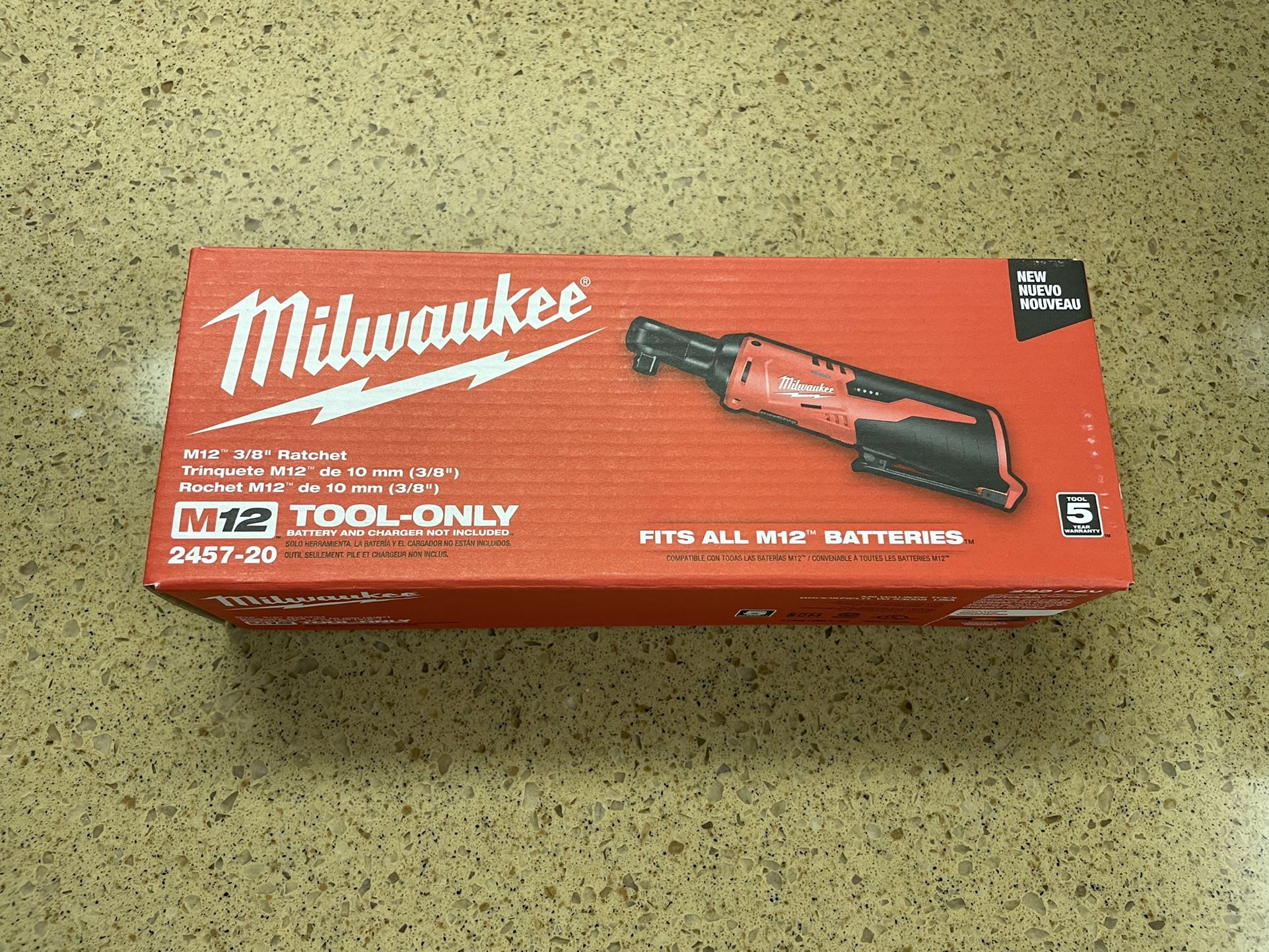 Brand New Milwaukee M12 12-Volt Lithium-Ion Cordless 3/8 in. Ratchet (Tool-Only)