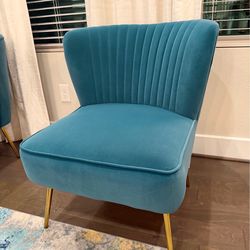 Velvet Accent Chair with Metal Legs