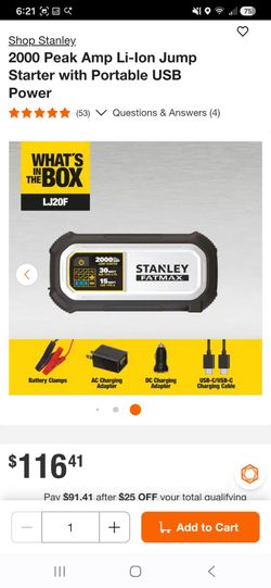Stanley FATMAX 2000 Peak Amp Li-Ion Jump Starter