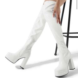 Woman’s Platform Over The Knee Thigh High Boots Chunky High Heels 