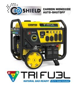 NEW Champion Tri-Fuel Portable Generator with Transfer Switch