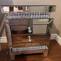 Mirror Nightstand End Table 