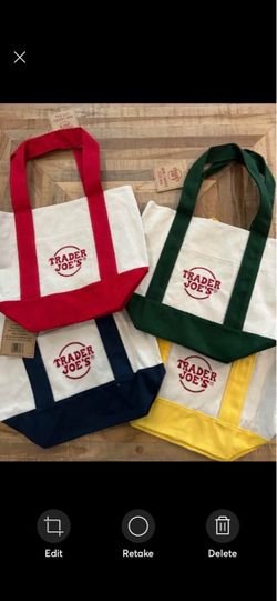 Trader Joe's Mini Canvas Tote Bag Set of 4 - New With Tags-Original Viral Colors