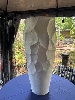 Large White Geometric Textured Vase
