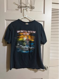 Men’s “Someday I’ll Catch The Big One” Skeleton Fishing T-shirt Size Large