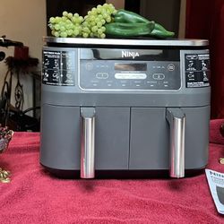 NINJA - FOODI - 2 BASKET AIR  FRYER  ( NONSTICK BASKETS ) - ( NONSTICK CRISPER PLATES )