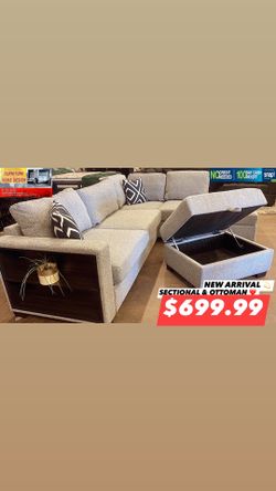 Sectional with storage ottoman
