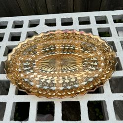 Vintage Irredentist Carnival Glass Marigold Platter Dish