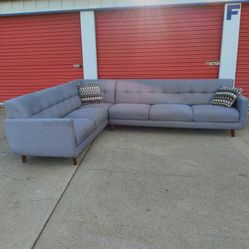 FREE DELIVERY - Grey Mid-Century Modern Sectional Sofa