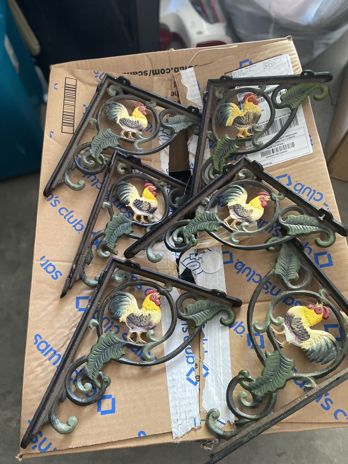 Rooster Shelf Brackets Wrought Iron  (Madera)