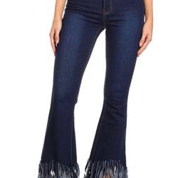 Fringe Bottom Denim Jeans Sizes S-XL