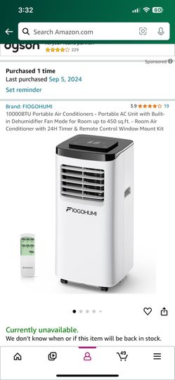BRAND NEW OUT THE BOX Fiogohumi Portable Air Conditioner 