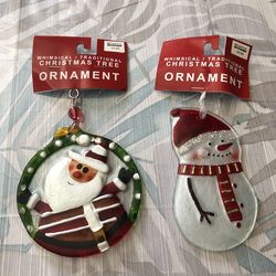 Whimsical Traditional 2 Glass Christmas Ornaments - NWT