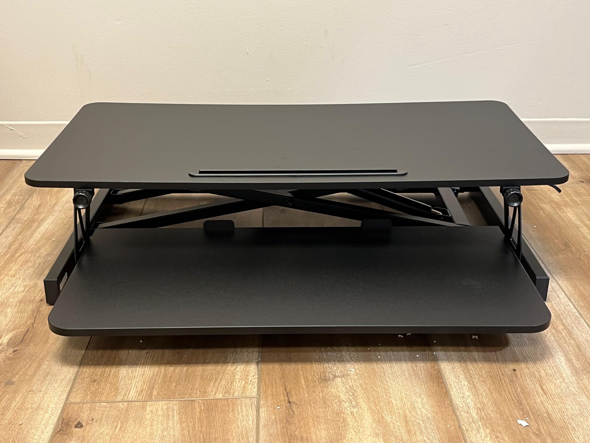 FEZIBO Adjustable Height Standing Desk Converter for Dual Monitor, Black Finish, 32