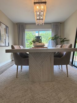 Crate and Barrel dining table with chairs