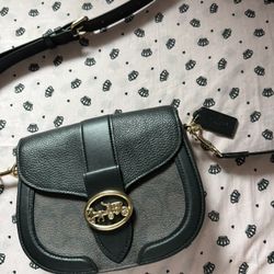 Coach black/brown medium bag