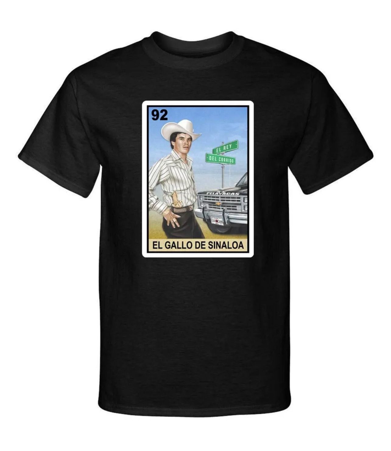 El Gallo De Sinaloa Chalino Sanchez Corrido Loteria Mexican Bingo Style Shirt Tee