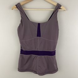 LULULEMON Plum Purple Two Tone Mesh Panel Peplum Athletic Workout Tank Top