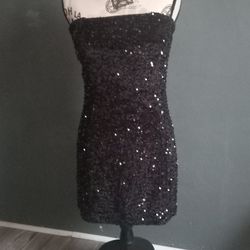 Kara Sequin Mini Dress - Black