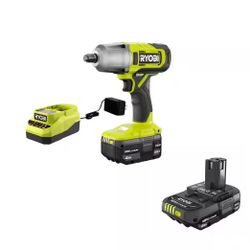 ONE+ 18V Cordless 1/2 in. Impact Wrench Kit with 4.0 Ah Battery, 2.0 Ah Battery, and Charger