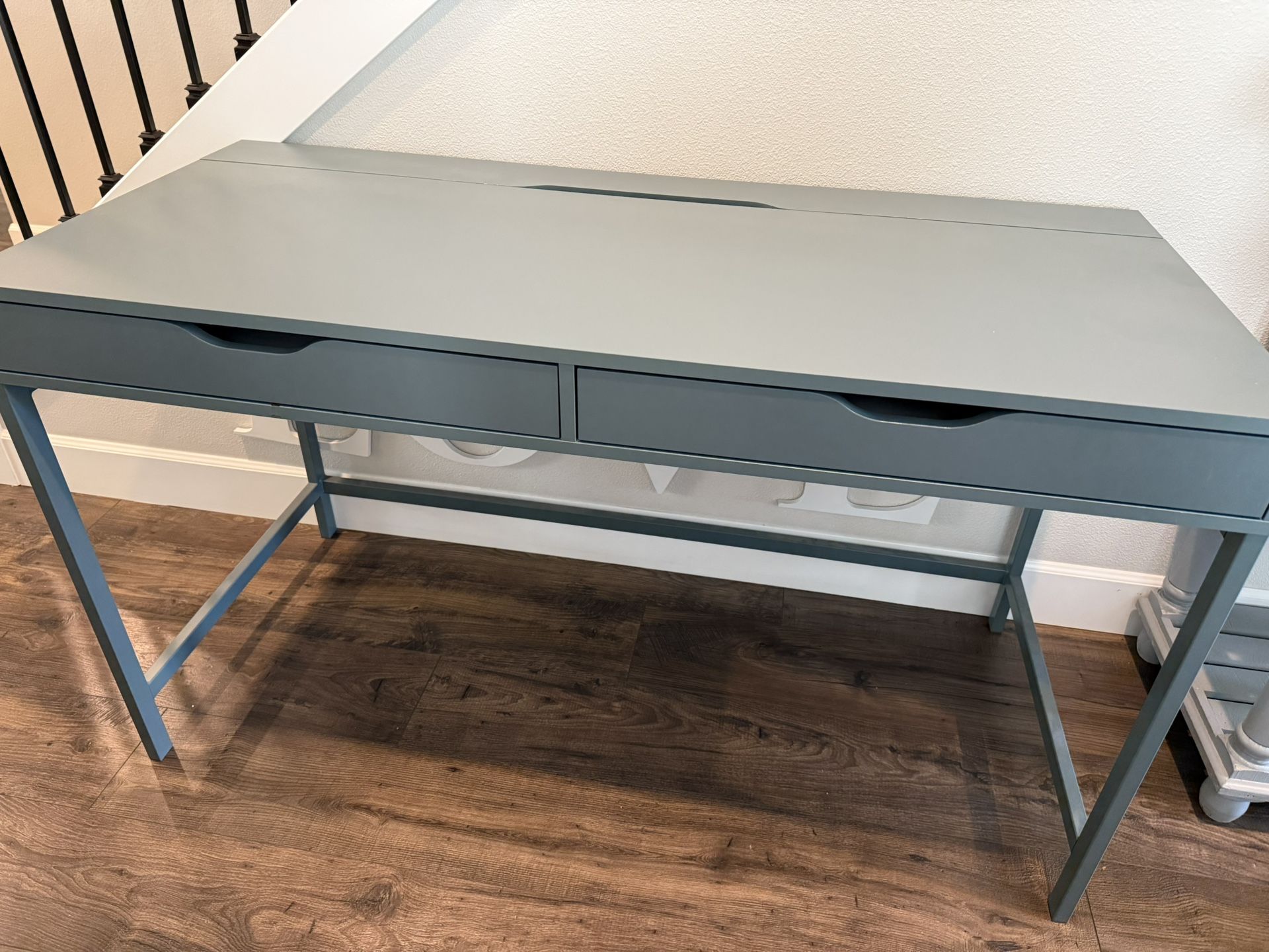 Like New Ikea Alex desk - gray-turquoise, 52” long, 22 7/8 "deep, 30” high