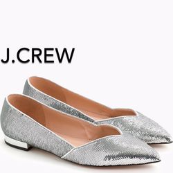 (NEW) (1 AVAILABLE) WOMEN’S J.CREW GWEN FLATS WITH GLITTERY SEQUINS - SIZE: 7 1/2 (MSRP: $158)