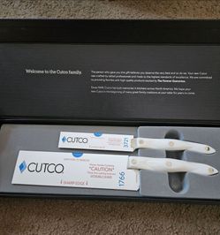 New Cutco 1766 & 3721 Santoku Knife Set Engraved Pearl White 7" Chef