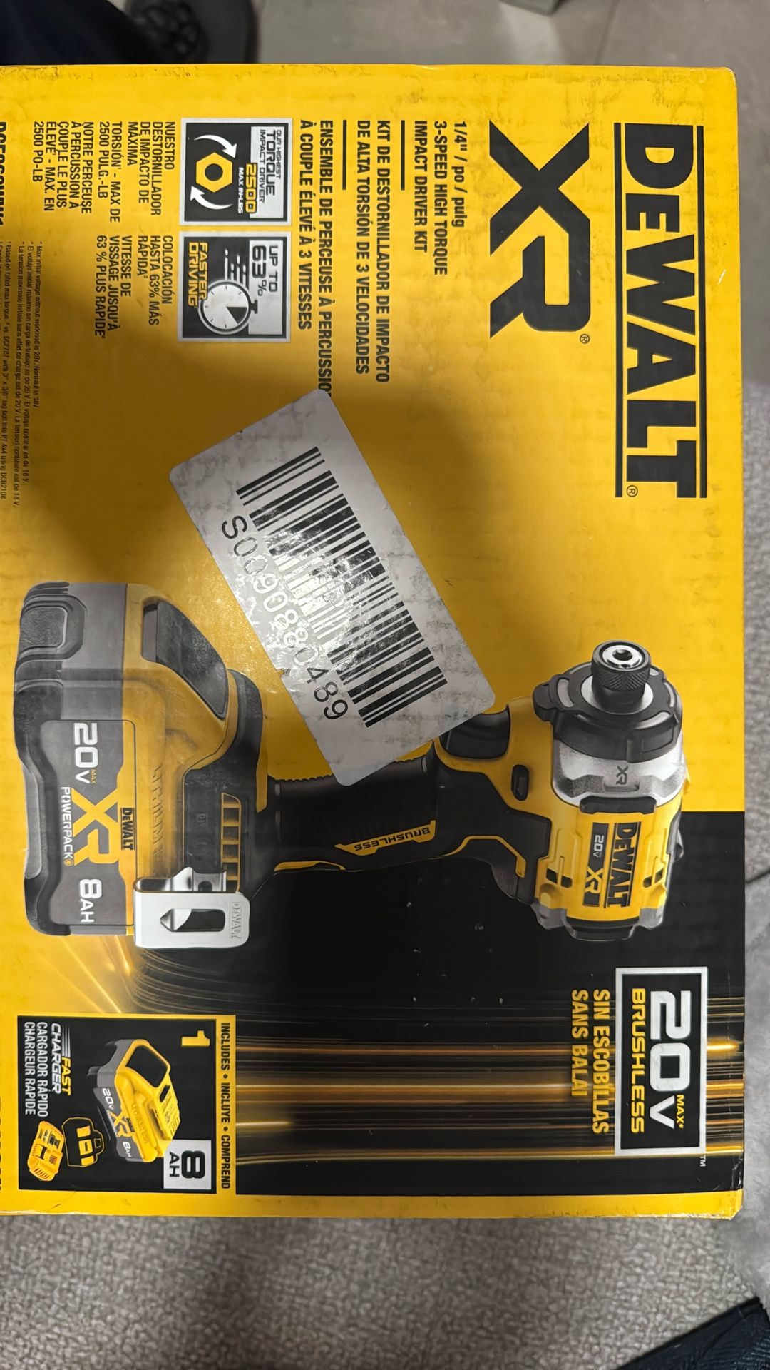 Dewalt 20 V Brushless 1/4 Impact Driver kit 3 -speed
