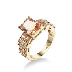 14K Gold Plated Zircon Decor Ring