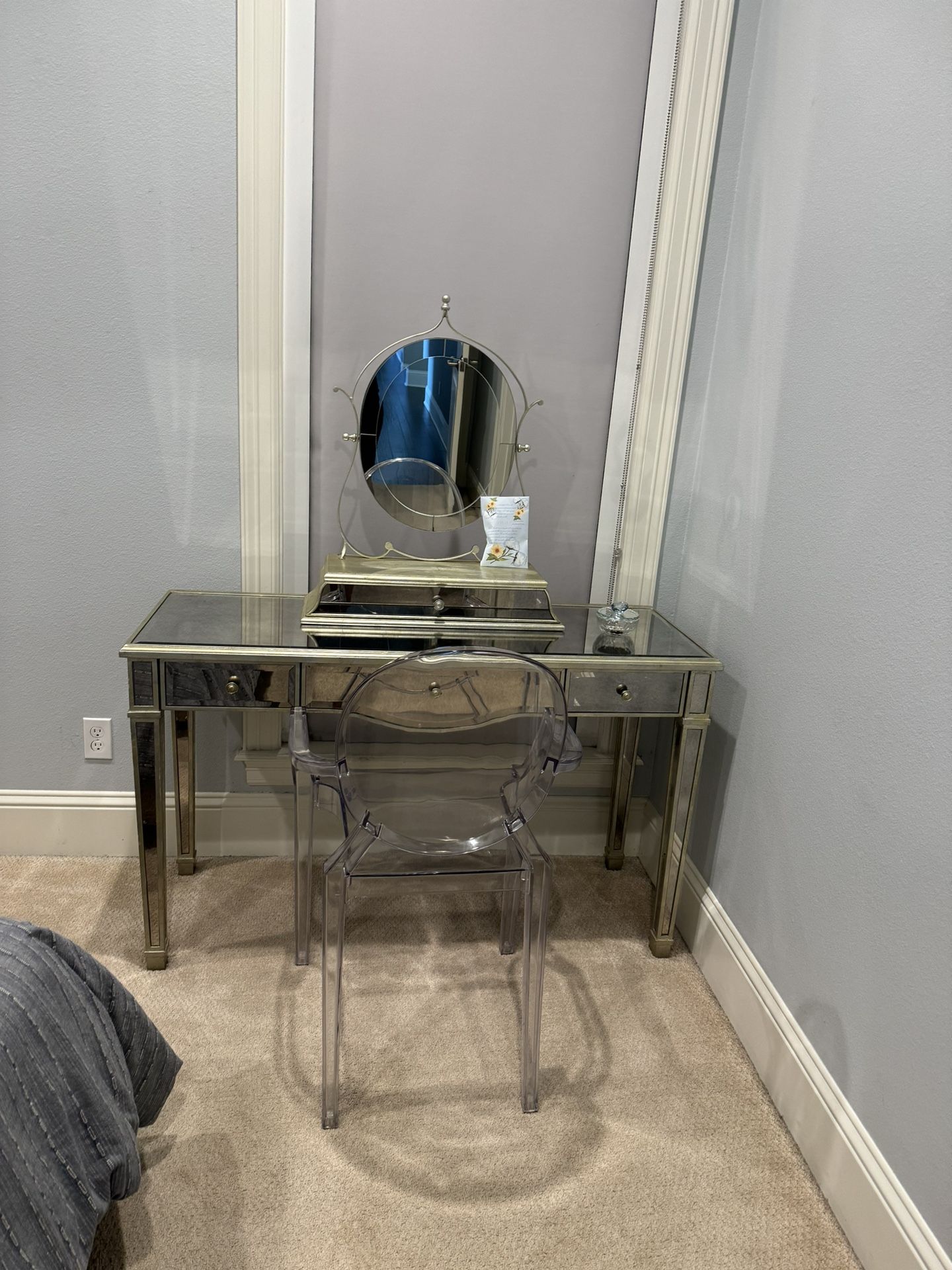 Mirrored Vanity/desk With Ghost Chair