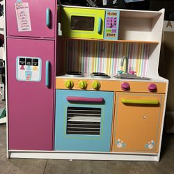 KidKraft Deluxe Big and Bright Wooden Play Kitchen for Kids, Neon Colors