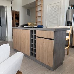 Kitchen Island with Storage and Seating Space,Island Table with Wine Rack (Without Bar Stools)