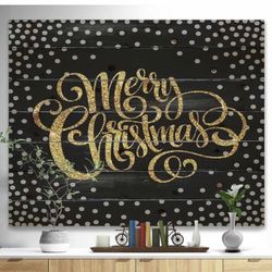 🔹💥NEW Merry Christmas Wish With Polka Snow Flakes Traditional Wood Wall Decor💥🔹