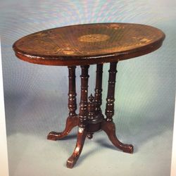 Antique English Victorian Inlaid Walnut breakfast table