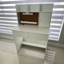 White Wooden Kids Study Desk and Chair Set