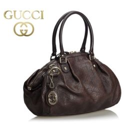 Gucci Guccissima Leather Sukey Satchel in Dark brown