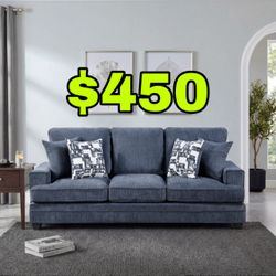 Beautiful New Large 90” Blue Sofa Only $450!!!