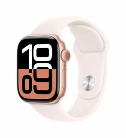 Apple Watch Series 10 42mm GPS Rose Gold Case w Light Blush Band S/M MWWH3LW/A