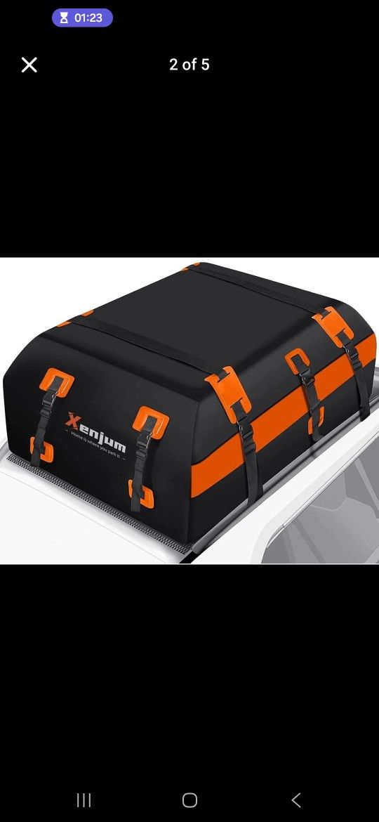 Used Car Rooftop Cargo Carrier Roof Bag Waterproof for All Top of Vehicle with/Without Rack Includes Topper Anti-Slip Mat + Reinforced Straps