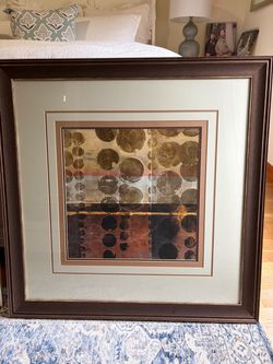 Large Contemporary Framed Wall Art Decor Picture 34.5” Square