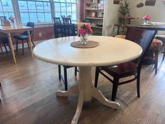 Drop leaf wood table. Vintage kitchen dining room craft table