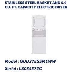 G&E Double Stacker Washer And Dryer 