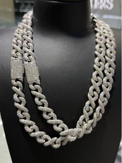 VVS Moissanite Infinity link chain 15mm 22 inch Pass diamond tester