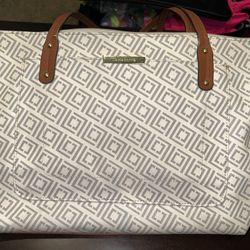 Liz Claiborne Geometric Large Tote Bag - Grey And White