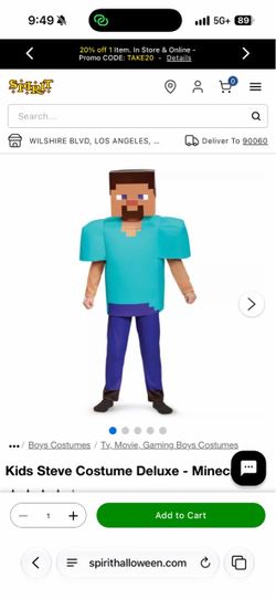 Halloween costume Minecraft Steve kid’s Medium
