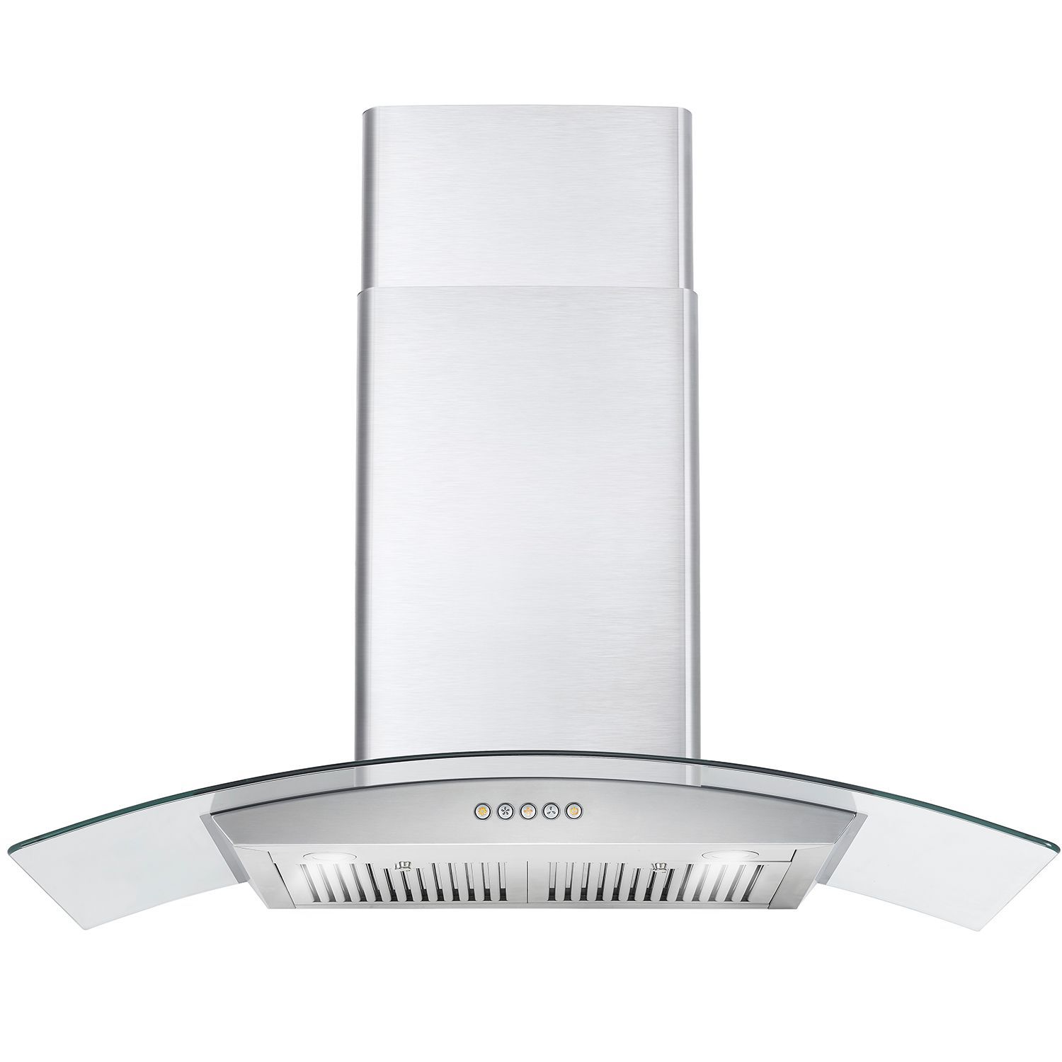 New Open box 36" Stainless Steel Wall Mount Range Hood with Push Button Controls and Glass Canopy