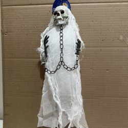 Halloween Hanging  Skull   Face   Reper   And   Chain  Connecting   To  Neck   And    Wrists  Hanging   Decor