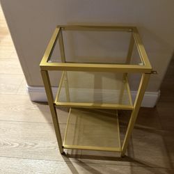 25” Tempered Glass End Table, Gold